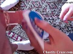 Locked forever in chastity as she controls your throbbing denial with toys and unbreakable femdom grip