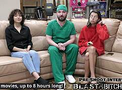 Doctor pounds Brooklyn Rossi four times before exploding cum all over her shaved pussy POV