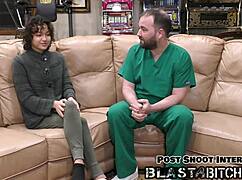 Doctor pounds Brooklyn Rossi four times before exploding cum all over her shaved pussy POV