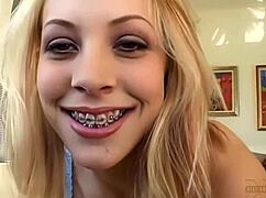 check out this blonde beauty in fishnets heels blowing then anal fucked