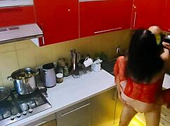 This sexy couple films their milf wife licking and fucking in stockings pov