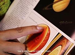 Pretty teacher bends over in astronomy class as students roughly worship her big tits and ass