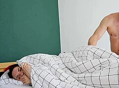 stepdad sneaks into bed for secret ass play while stepmom's away