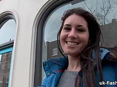 cheeky british milf flashes her cute perky tits outdoors for thrills