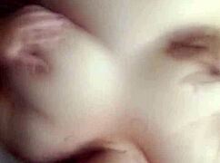 chubby milf bathes pussy then deep sucks son's cock cum on boobs