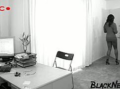 busty ebony worker takes big black cock deep in her fat ass