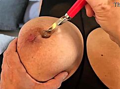 why not play with aqua pola's big pierced nipples and clit in nylon?