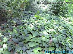 Young amateur teen takes outdoor cumshot in HD