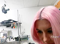 Blackmailed cute short hair babe Candy submits to burglar Jovan Jordan blowjob domination