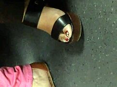 i cant stop staring at these mature feet candid in wedges sandals... so hidden n sexy