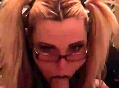 hey nerdy teacher with pigtails gives me the best amateur pov blowjob ever