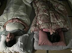 japanese stepsis sneaks in at night teases sleeping bro into defloration creampie ride