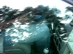 Chubby ebony shemale teases with jiggling ass before stroking huge shecock outdoors