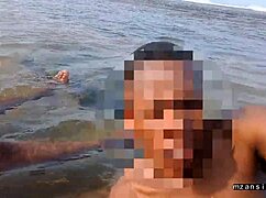 Ready for our skinny ebony couple's wet beach pussy sex?