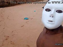 Ready for our skinny ebony couple's wet beach pussy sex?