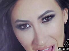 lily lane hairy pussy brunette deepthroats rides alex cock boobs cum covered mess