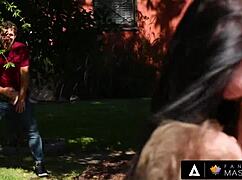 fantasy massage tempts horny milf india summer into fishnet glory hole cock sucking