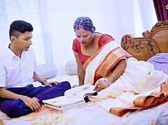 Step Grandson Pounds Horny Desi Step Grandma! Mouth Cumshot