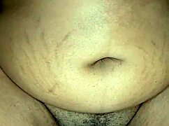 Big Black Cock Teases Webcam Ebony's Fat Hairy Pussy Lips to Orgasm