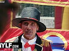 Fucking extra tall milf outdoors she rides cowgirl licks pussy bends over deepthroat