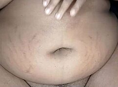 Big Black Cock Teases Webcam Ebony's Fat Hairy Pussy Lips to Orgasm