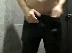 What if he jerks that cock hard in the public toilet stall