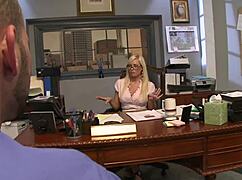 Angelina Ash bangs coworker on desk ends with cum on ass