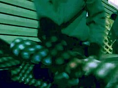 time lapse nighttime stretch on steps casts lattice shadows over ass and legs