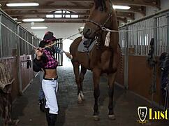 Stable Boy Pounds Bent Over Brunette Cowgirl Doggystyle Hardcore