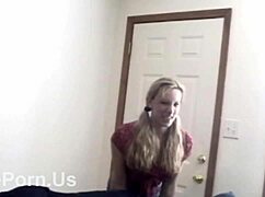 Horny babe slurps and sucks massive banana like a throbbing cock