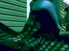 time lapse nighttime stretch on steps casts lattice shadows over ass and legs