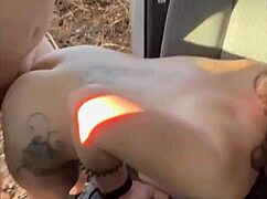 that slim thick streetwalker bends over her phat ass with pierced tits out for public pounding and cum load