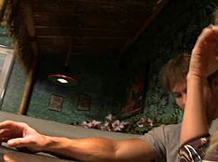 Busty blonde mom cindy behr stuffs gaping twat with cock in restaurant booth sneak