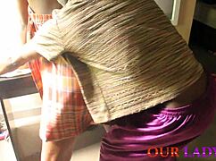 Ebony star's oiled ass fingered wet before director's deep pussy pounding