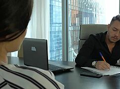 boss slaps narrow ass and face fucks cute secretary before work quickie