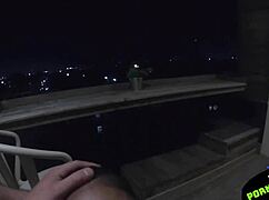 omg she sucks my dick so good on the balcony with friends watching!