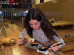 ever wonder what happens when i blast cum on her face at the sushi bar then she munches rolls covered in it?