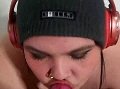 What starts soft turns into hard sloppy deepthroat with piercing lips then cum in mouth and extra post-orgasm sucking