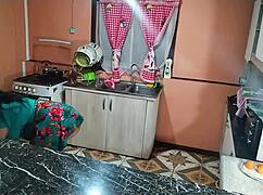 Wife loves sex so hard kitchen fuck rips clothes