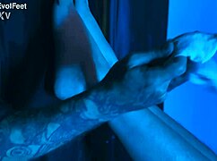 artemis' sweaty nylon feet get up close licking and sucking