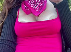 italian milf artemisia flashes huge tits nipples in forest begging for cock