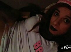 i'm a goth shemale strokin my cock so hard umm