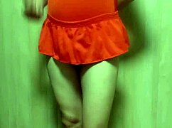 cutie in swimsuit takes huge anal plug training