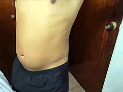 Petite Latina sneaks risky fuck with college boyfriend while grandpa nearly catches them