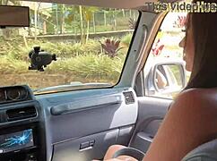 after workout neighbor's car turns into bareback big cock pounding session