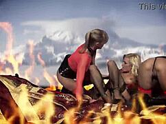 angel dark carly nataly dangelo and michelle thorne dive into hot lesbo foursome fingering licking pussies in lingerie uniforms