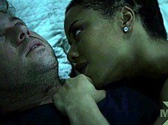 black stud bends petite white girl over for rough doggystyle pounding