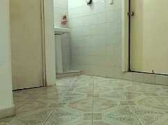 Curvy latina neighbor cleans new apartment showing off her chubby figure