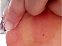 spy cam catches big tits amateur ruttare topless while doing makeup with feet out