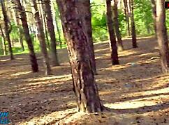 we're sneaking around outside hunting spots to cum in her wet panties